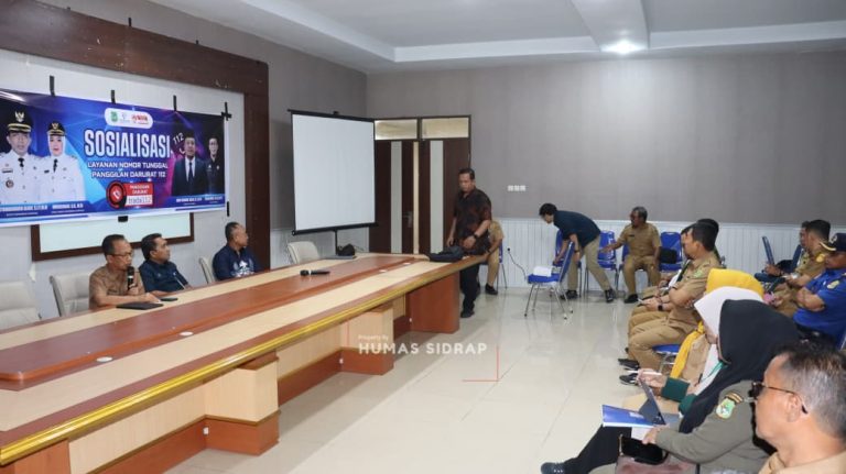 Dinas Komunikasi dan Informatika menggelar sosialisasi layanan Nomor Tunggal Panggilan Darurat 112 di Kantor Bupati Sidrap
