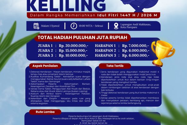 Lomba takbir keliling kembali digelar Pemkot Parepare untuk menyemarakkan malam idul Fitri berhadiah puluhan juta