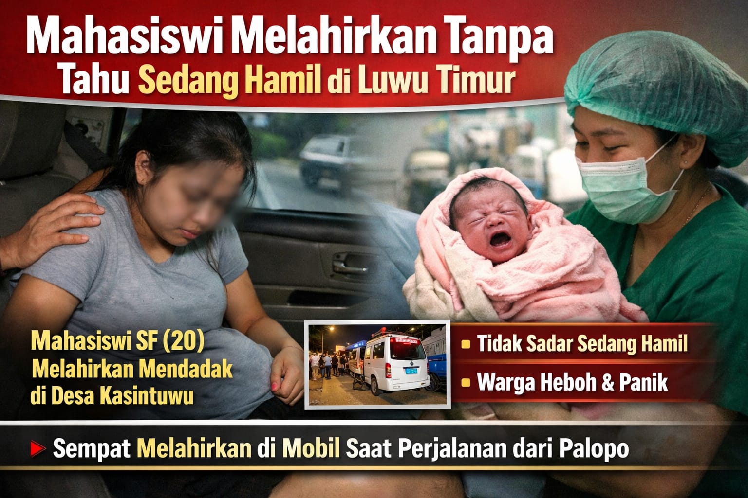 Seorang mahasiswi melahirkan saat dalam perjalanan pulang kampung hebohkan warga Luwu Timur