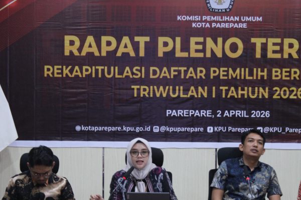 KPU Kota Parepare Gelar Rapat Pleno Terbuka Rekapitulasi DPB Triwulan I Tahun 2026