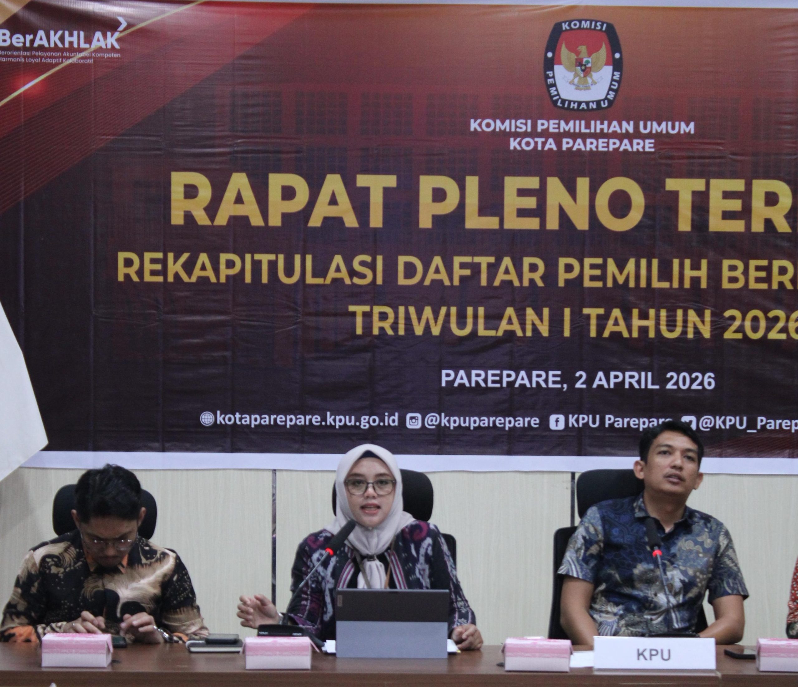 KPU Kota Parepare Gelar Rapat Pleno Terbuka Rekapitulasi DPB Triwulan I Tahun 2026